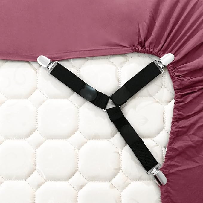 Adjustable Bed Sheet Holder Straps with Metal Clips (Pack of 4)