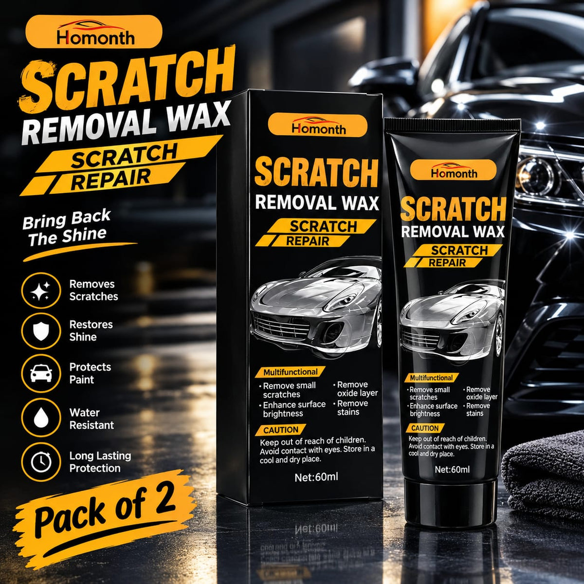 🚗 CAR SCRATCH REMOVER WAX 120G × 2 – BUY 1 GET 1 FREE